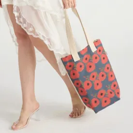 FSW Vibrant Poppy Floral Print Cotton Tote Bag