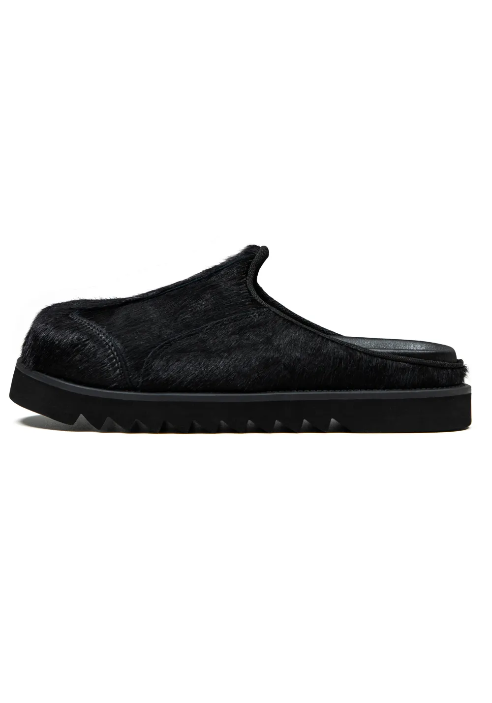 Fur Leather Loafer - Black