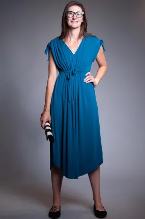 Gathered Tie Dress - Teal