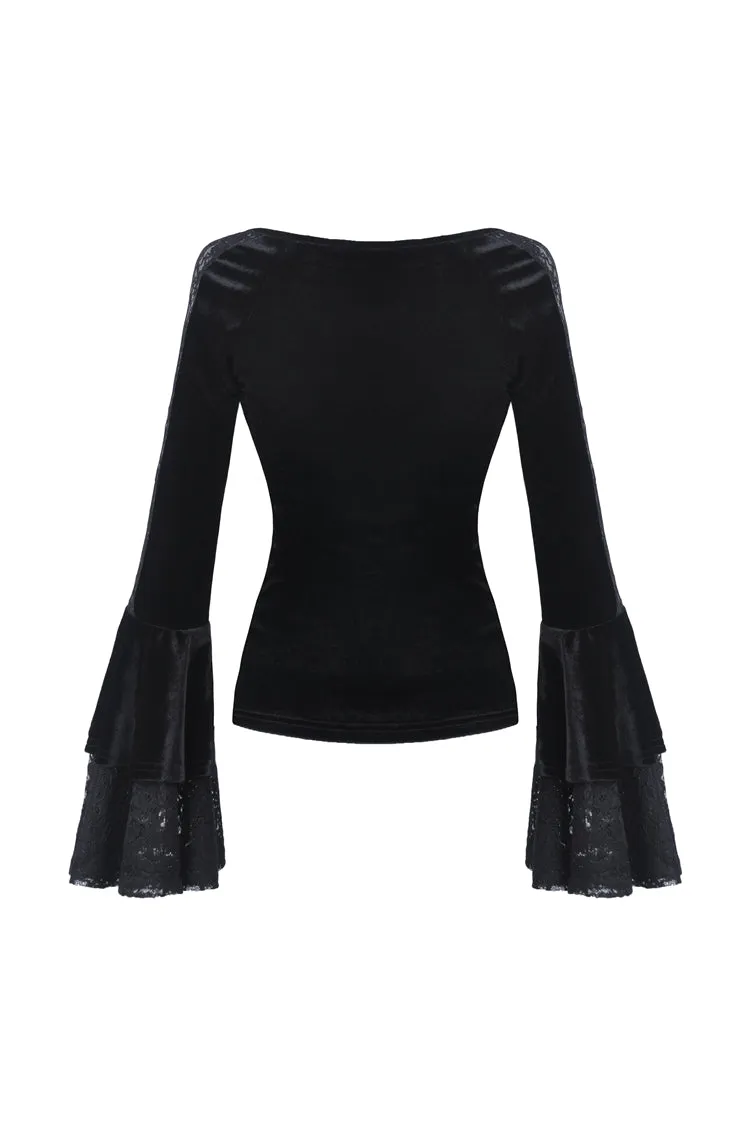 Gothic velvet T-shirt with long sleeves TW215