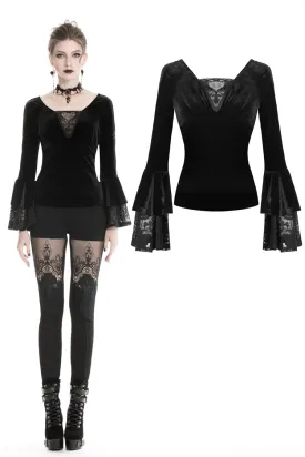 Gothic velvet T-shirt with long sleeves TW215