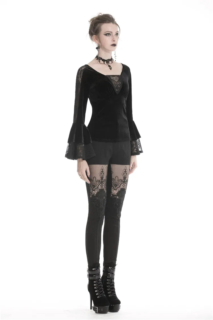 Gothic velvet T-shirt with long sleeves TW215