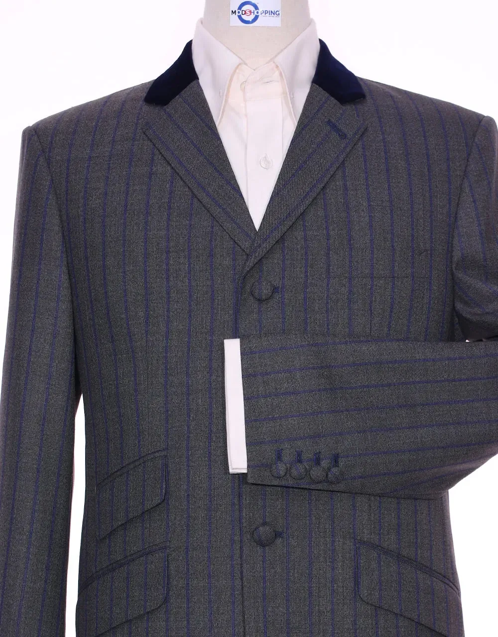 Grey And Navy Blue Stripe Jacket | 60s Style Jacket.