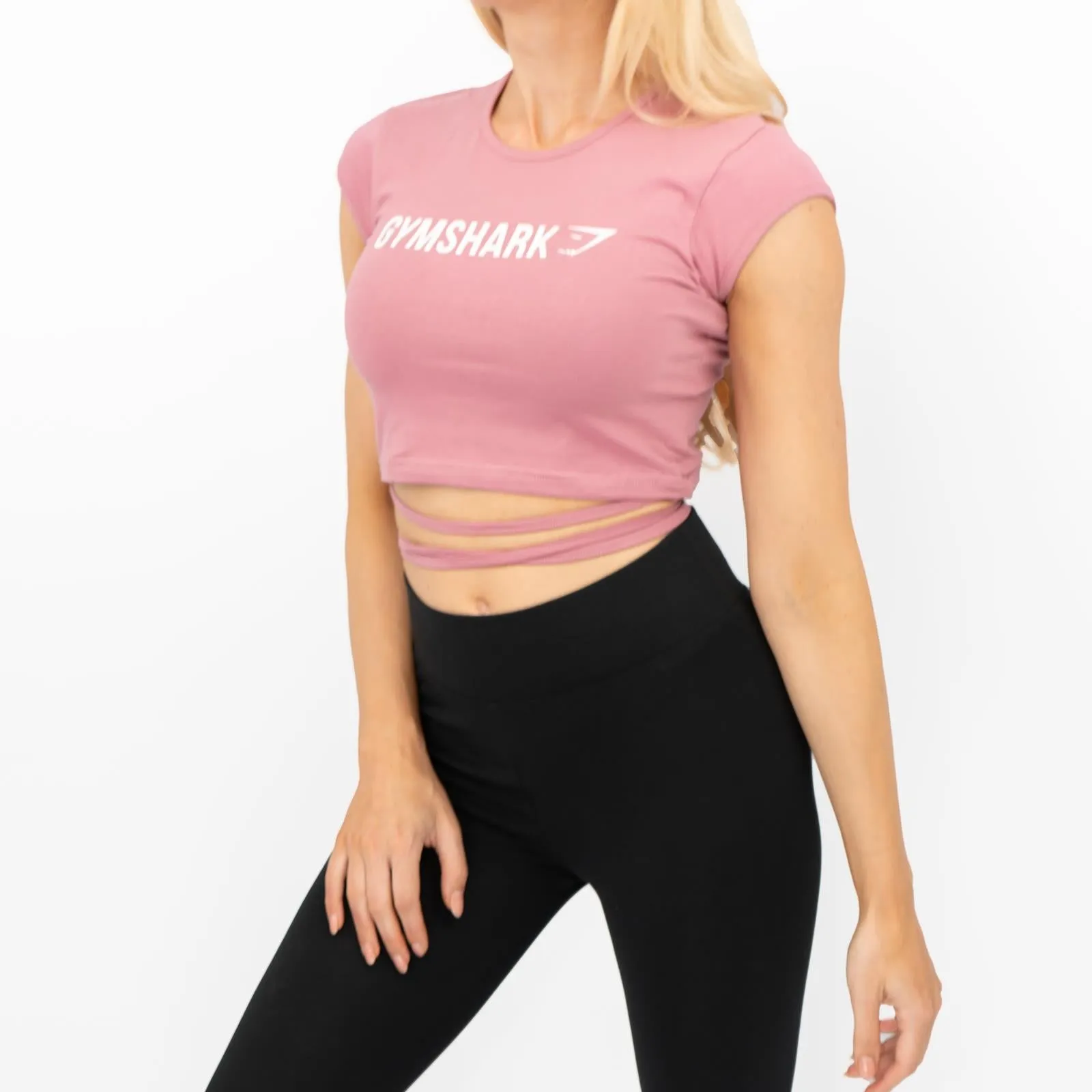 Gymshark Womens Ribbon Capped Sleeve Crop Top Dusky Pink