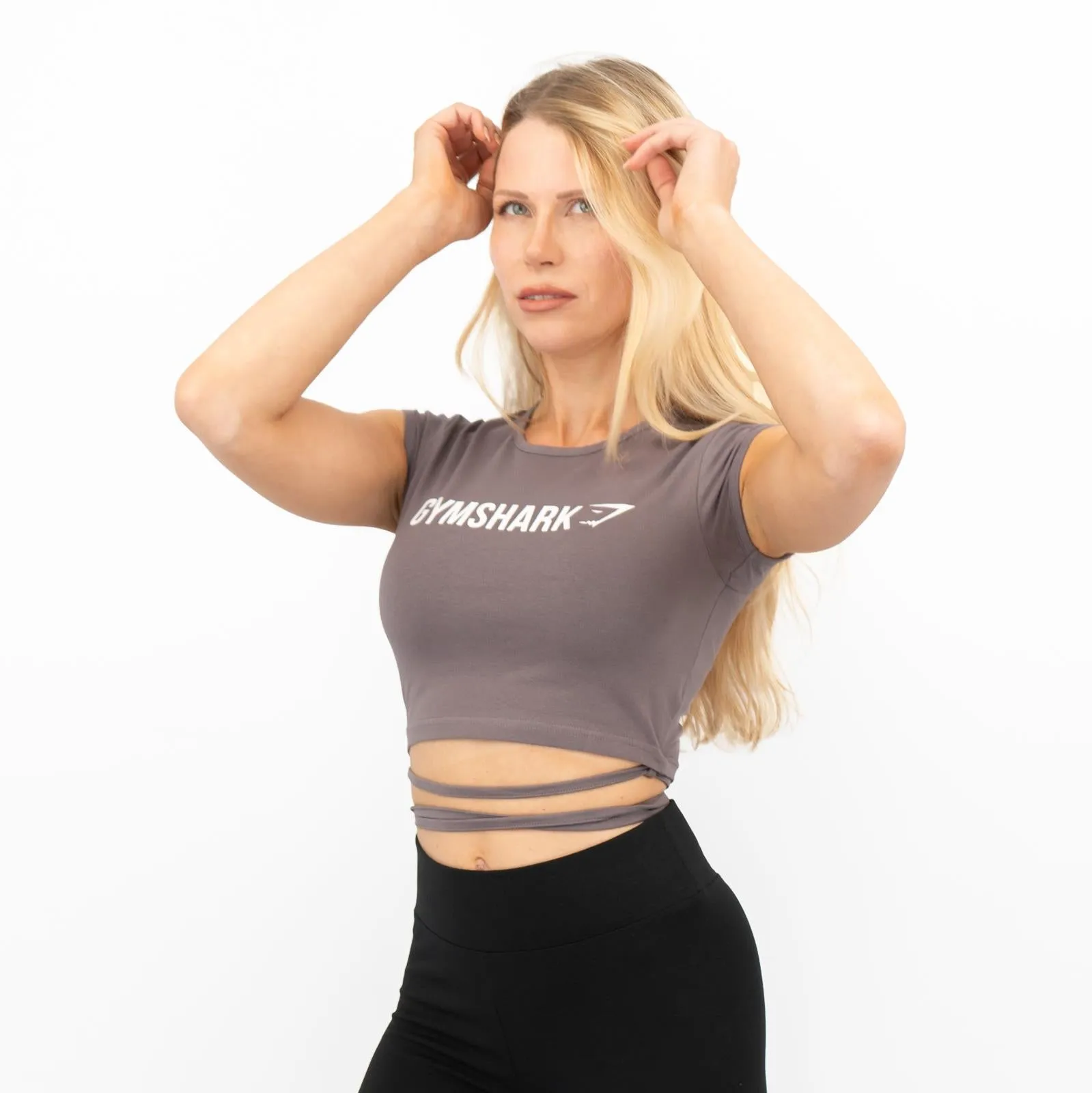 Gymshark Womens Ribbon Capped Sleeve Crop Top Slate Lavender