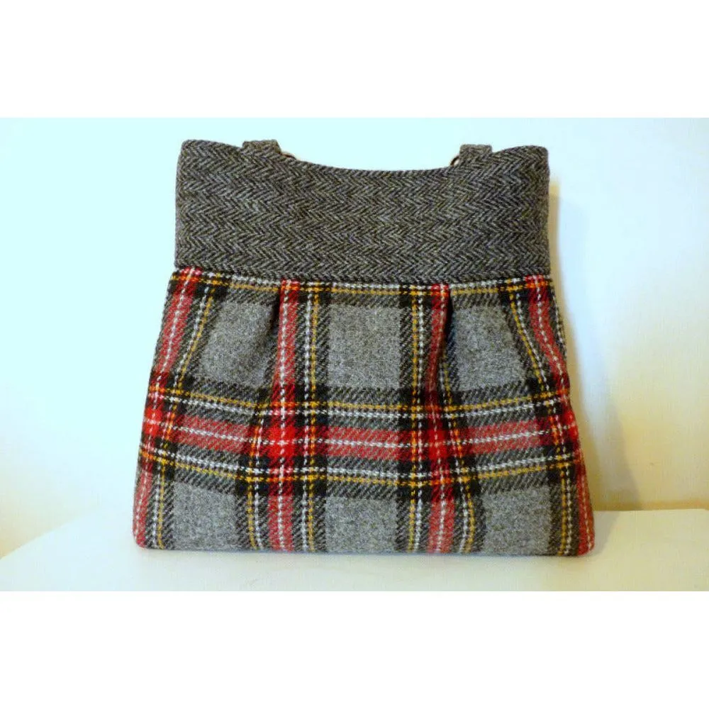 Harris Tweed Bag - Arncliffe Shoulder Bag - Grey & Red