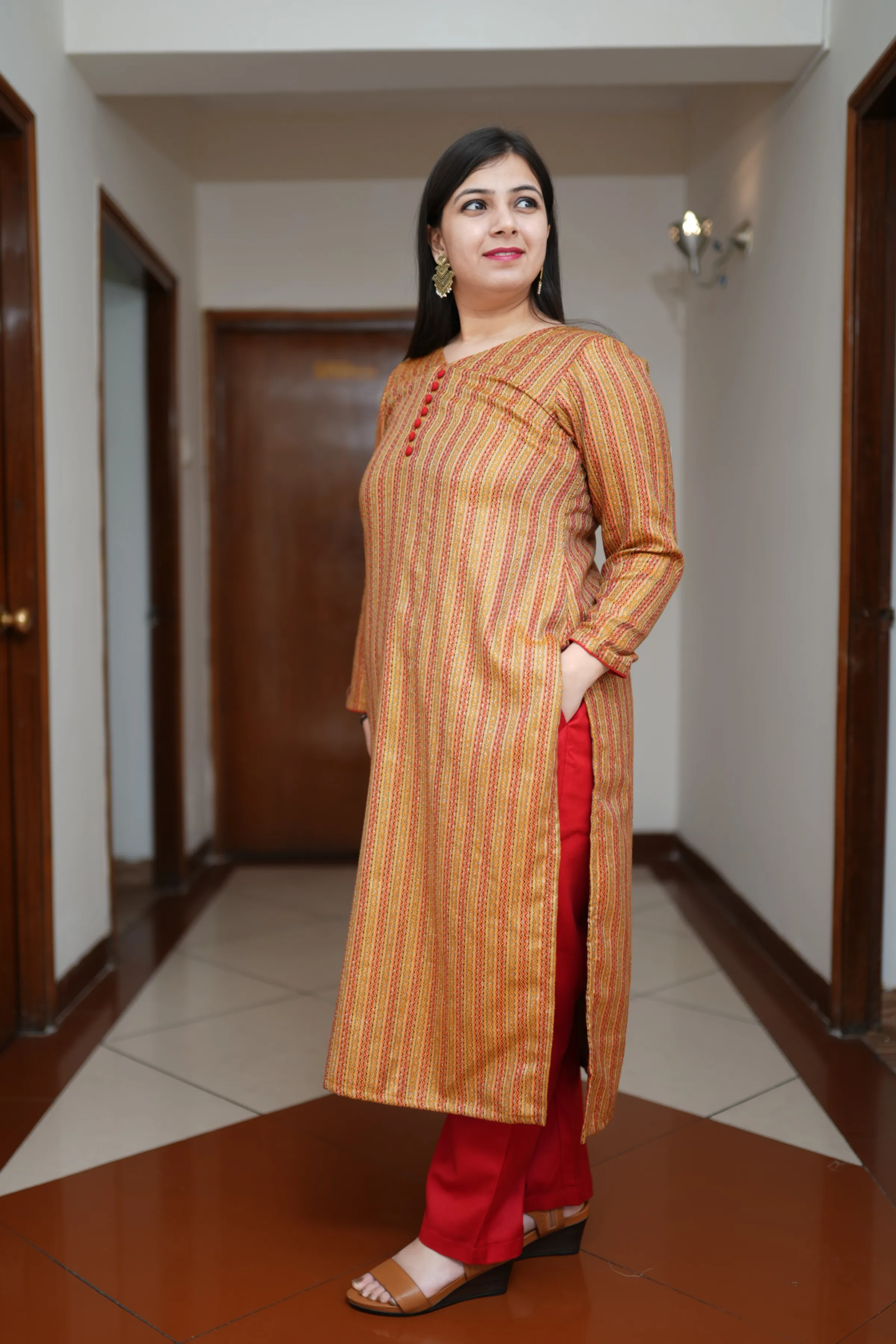 Harvest Gold Woollen Kurta Set