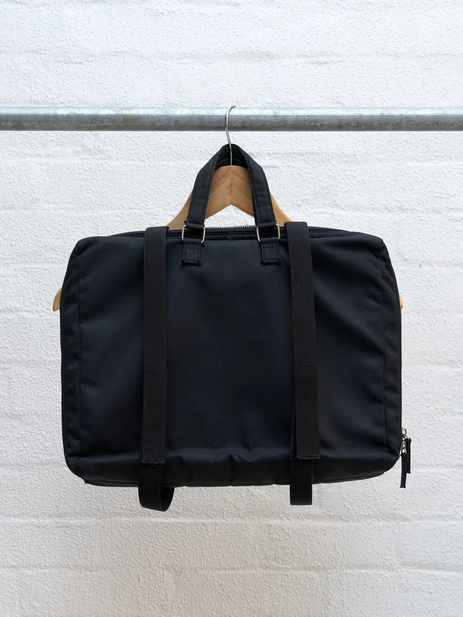 Helmut Lang 1990s-2000s black nylon two way briefcase backpack