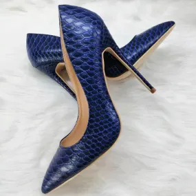 High-heels with dark blue pattern, Fashion Evening Party Shoes, yy27