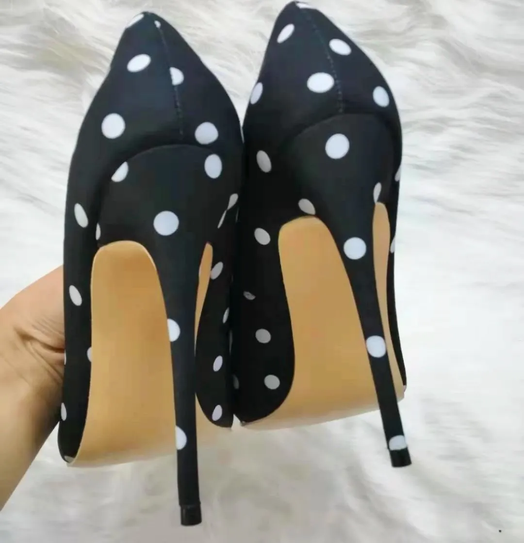 High-heels with polka dot pattern, Fashion Evening Party Shoes, yy28