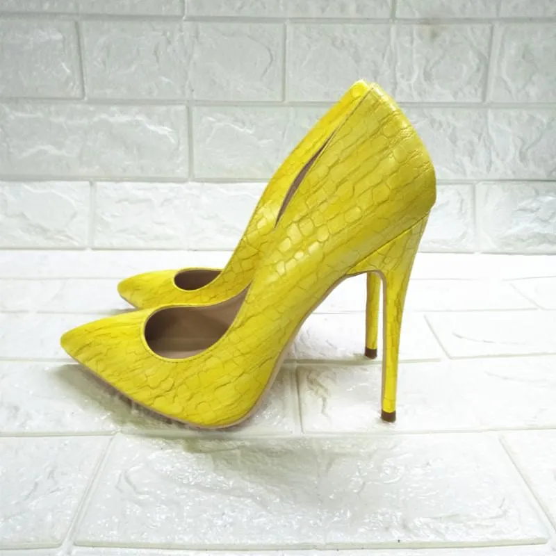 High-heels with yellow pattern, Fashion Evening Party Shoes, yy05