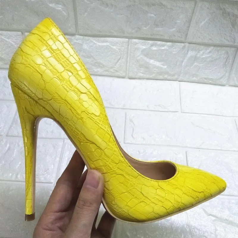 High-heels with yellow pattern, Fashion Evening Party Shoes, yy05