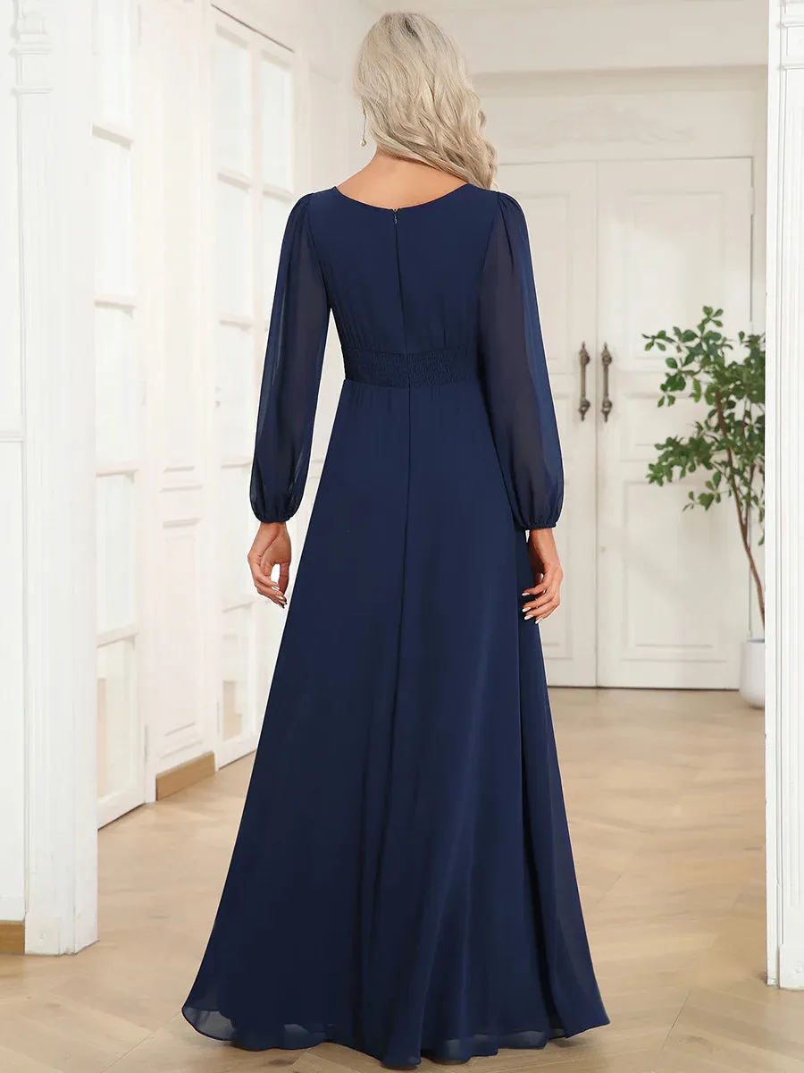 High Neck Long Sleeve Bridesmaid Dress