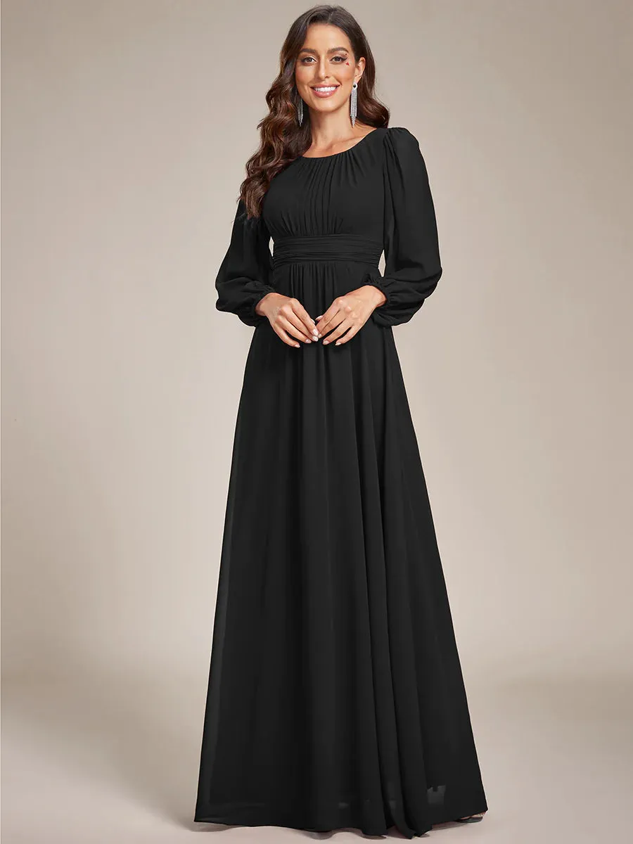 High Neck Long Sleeve Bridesmaid Dress