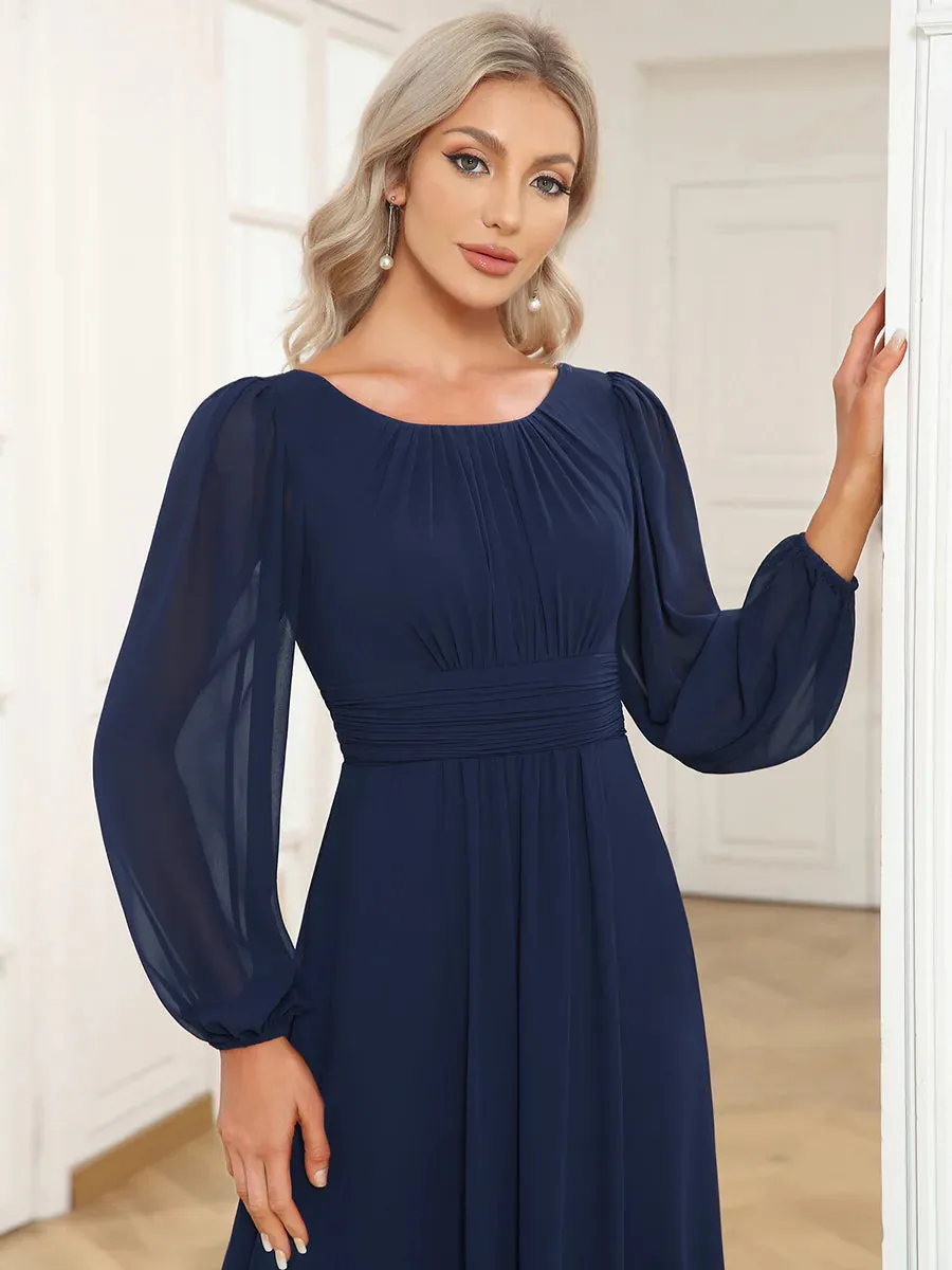 High Neck Long Sleeve Bridesmaid Dress