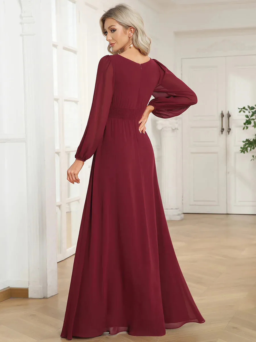 High Neck Long Sleeve Bridesmaid Dress