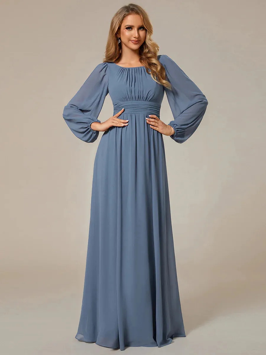 High Neck Long Sleeve Bridesmaid Dress