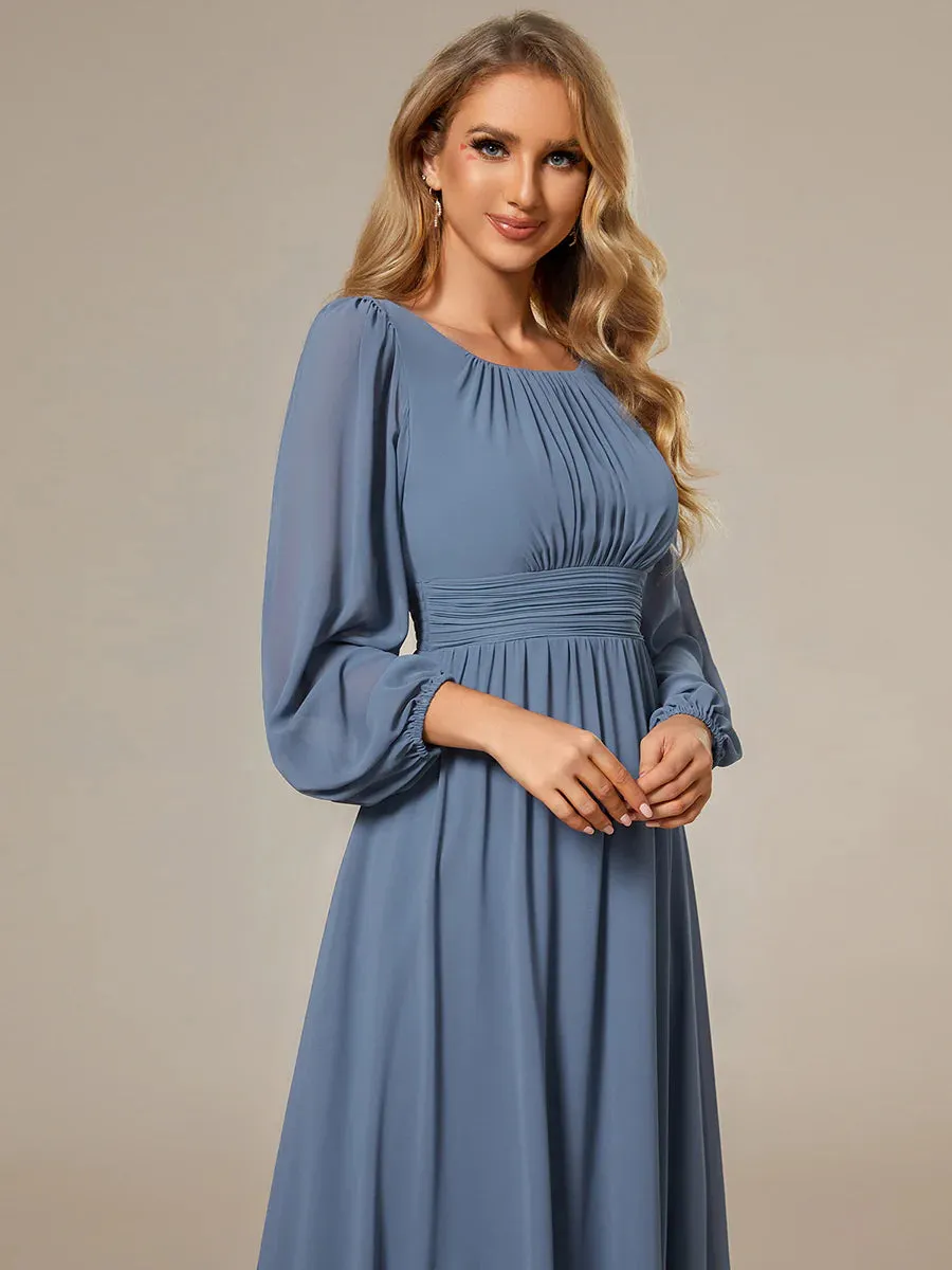 High Neck Long Sleeve Bridesmaid Dress