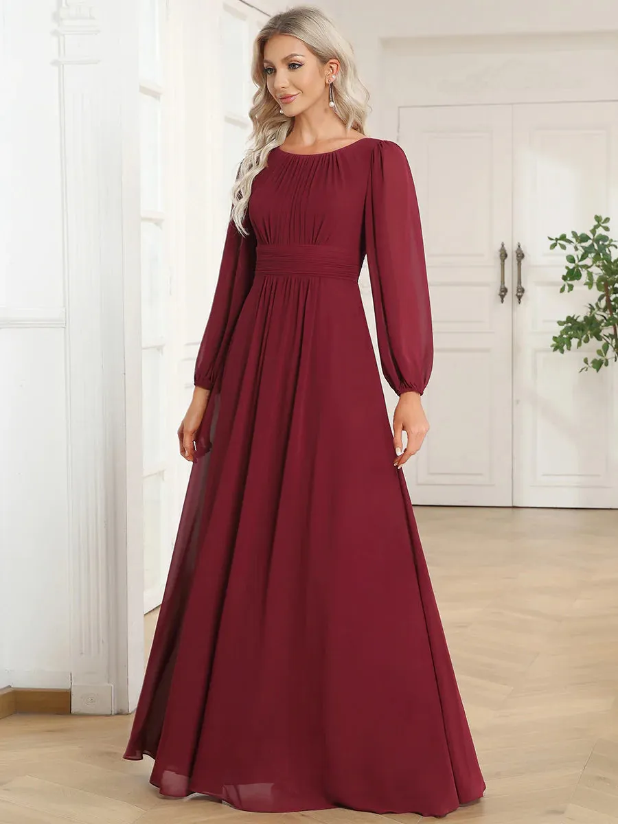 High Neck Long Sleeve Bridesmaid Dress