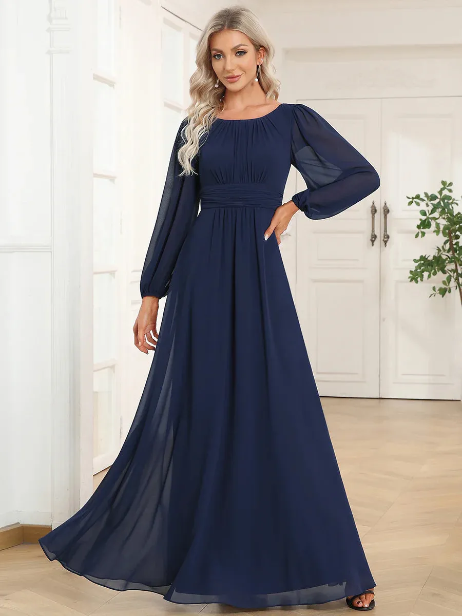 High Neck Long Sleeve Bridesmaid Dress