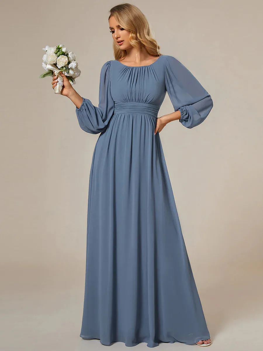 High Neck Long Sleeve Bridesmaid Dress