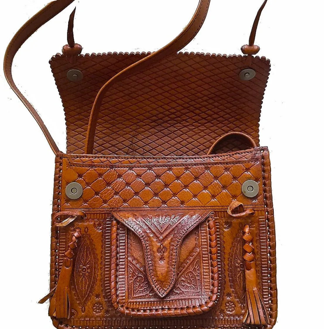 Hippie Leather Shoulder Bag - Brown Caramel