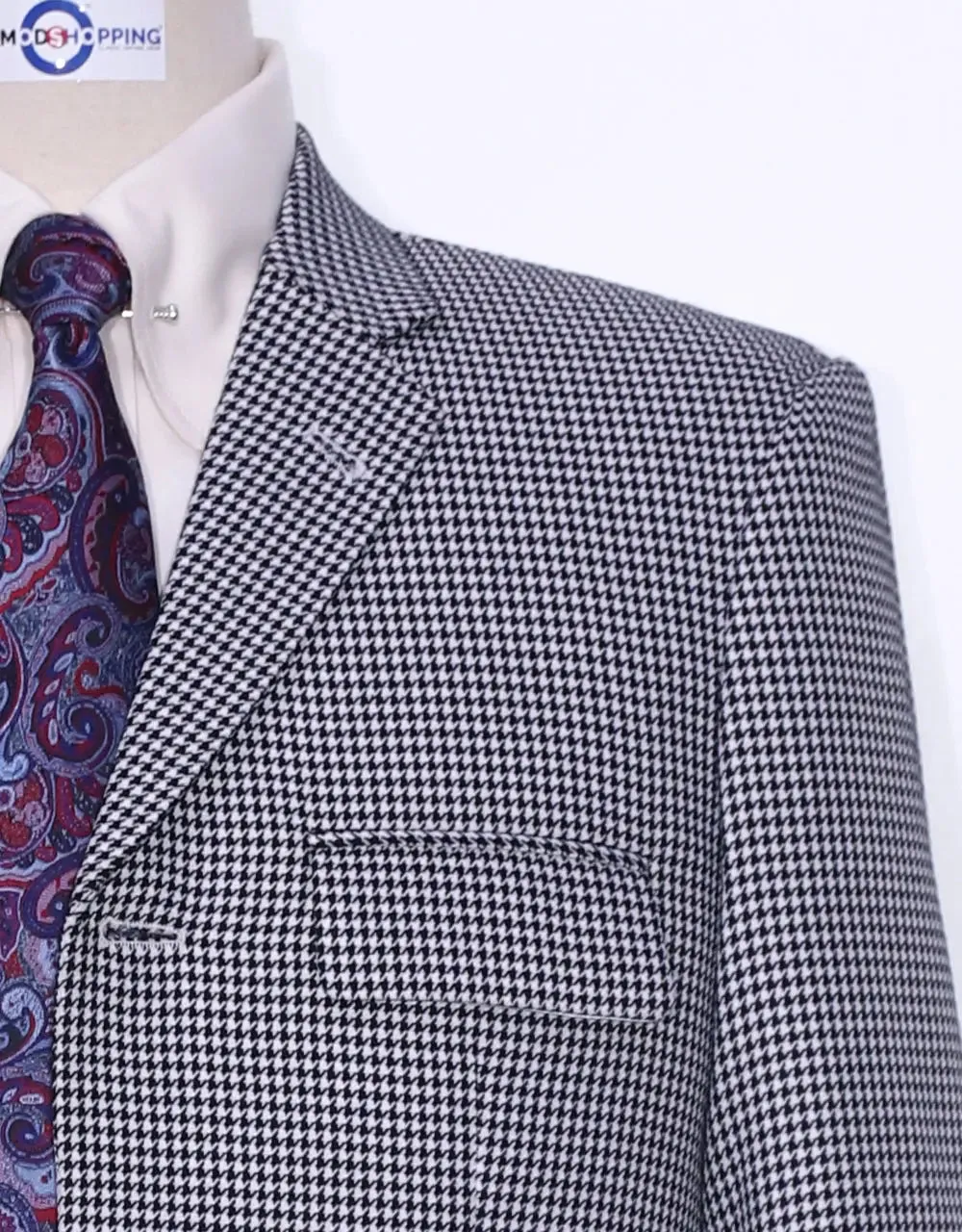 Houndstooth Blazer Jacket | Black and White Large Houndstooth Jacket