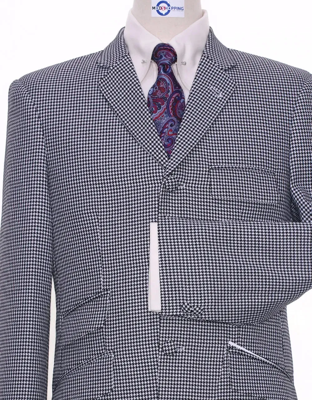 Houndstooth Blazer Jacket | Black and White Large Houndstooth Jacket