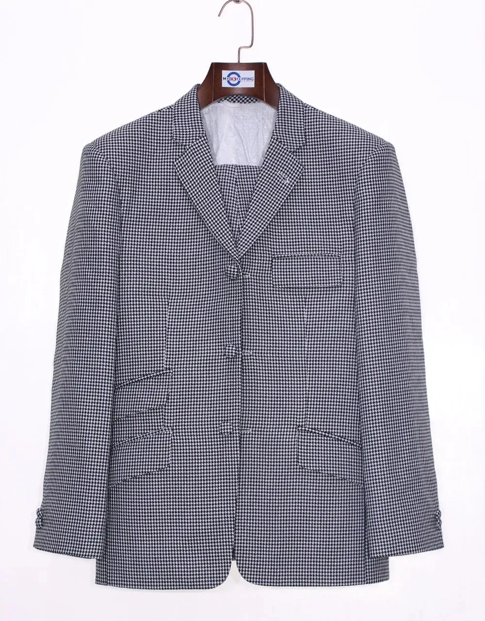 Houndstooth Blazer Jacket | Black and White Large Houndstooth Jacket