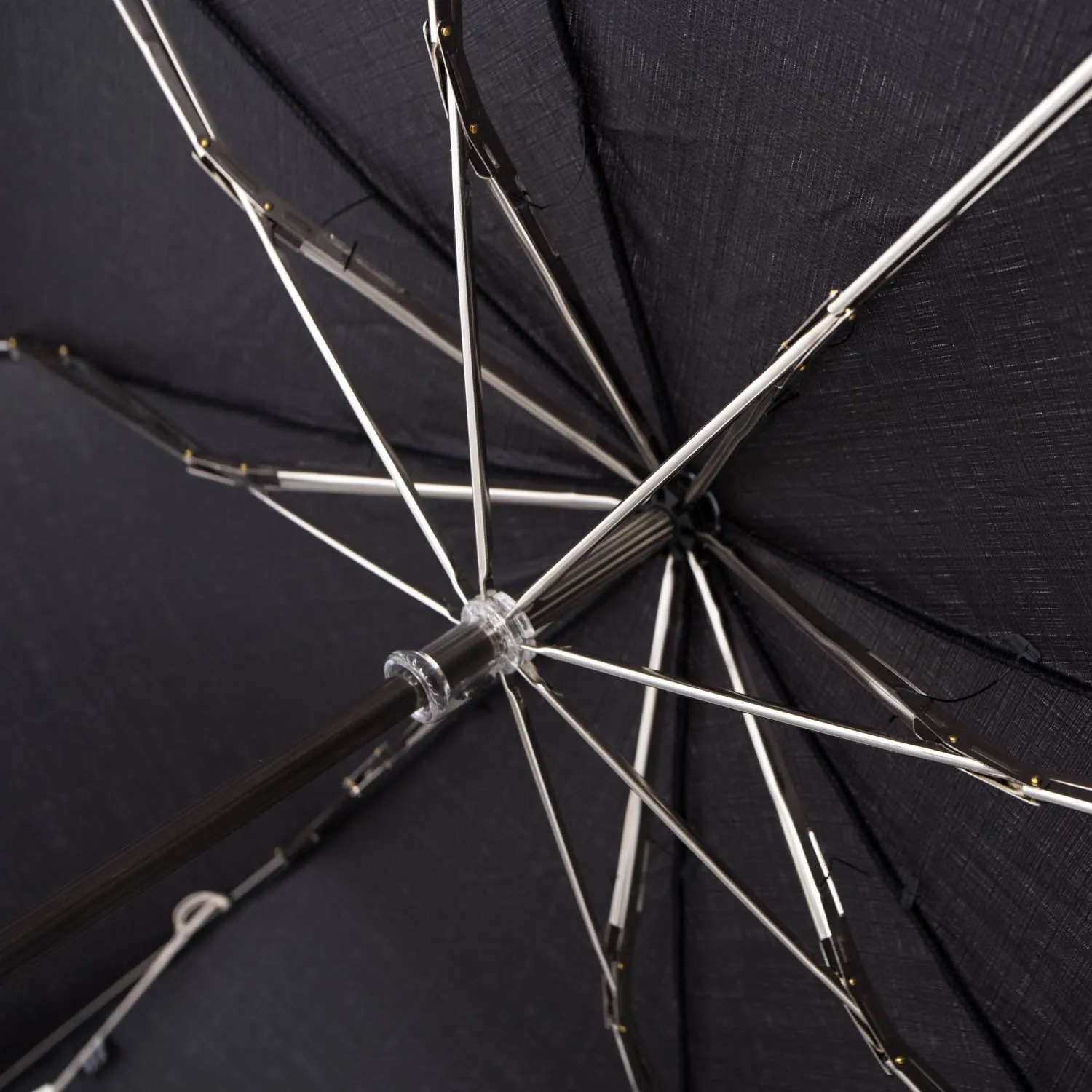 Imperial Black Travel Umbrella with Woven Leather Handle