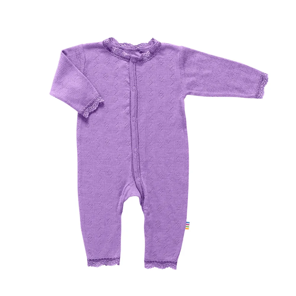 Jumpsuit - Wool & Silk - Pointelle - Purple