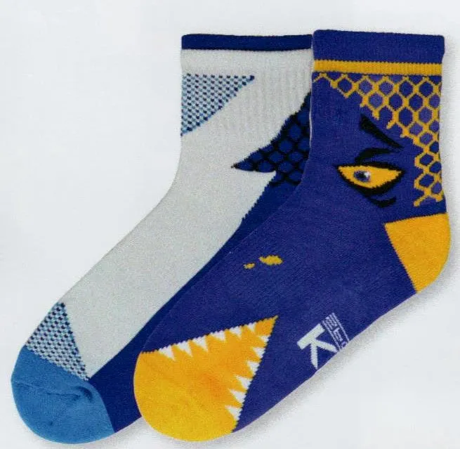 K Bell Mens Monster Bite Hi Top Crew Sock 2 Pair Pack