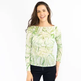 Karen Millen Green Abstract Print Long Sleeve Tops