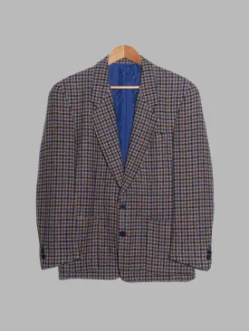 Kenzo Paris 1980s brown blue black houndstooth two button blazer - size M S