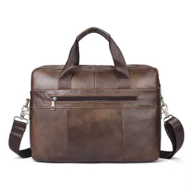 Leather Briefcase Slim Laptop Business Vintage Messenger Bags for Men