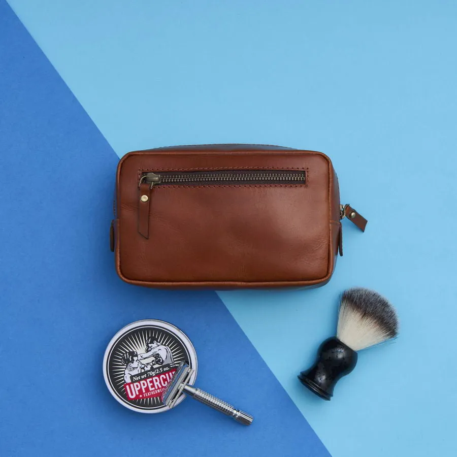 Leather Shaving Kit Bag