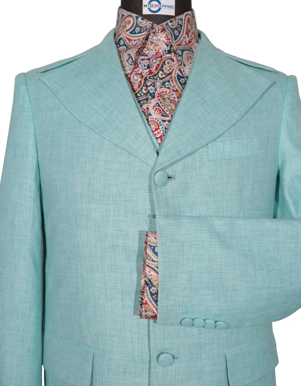 Linen Suit - 60s Vintage Style Mint Green Linen Suit