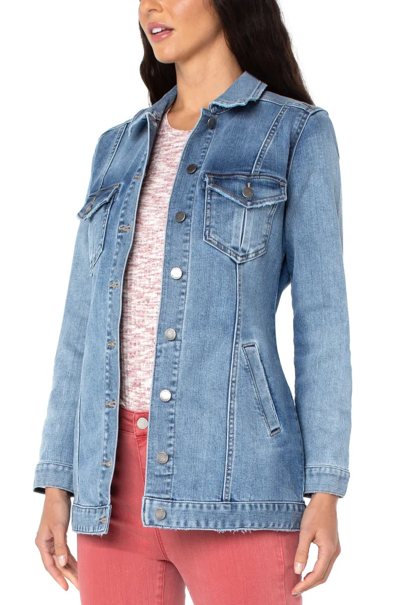 Liverpool Drop Length Denim 4 pocket Jacket | Lenexa Wash