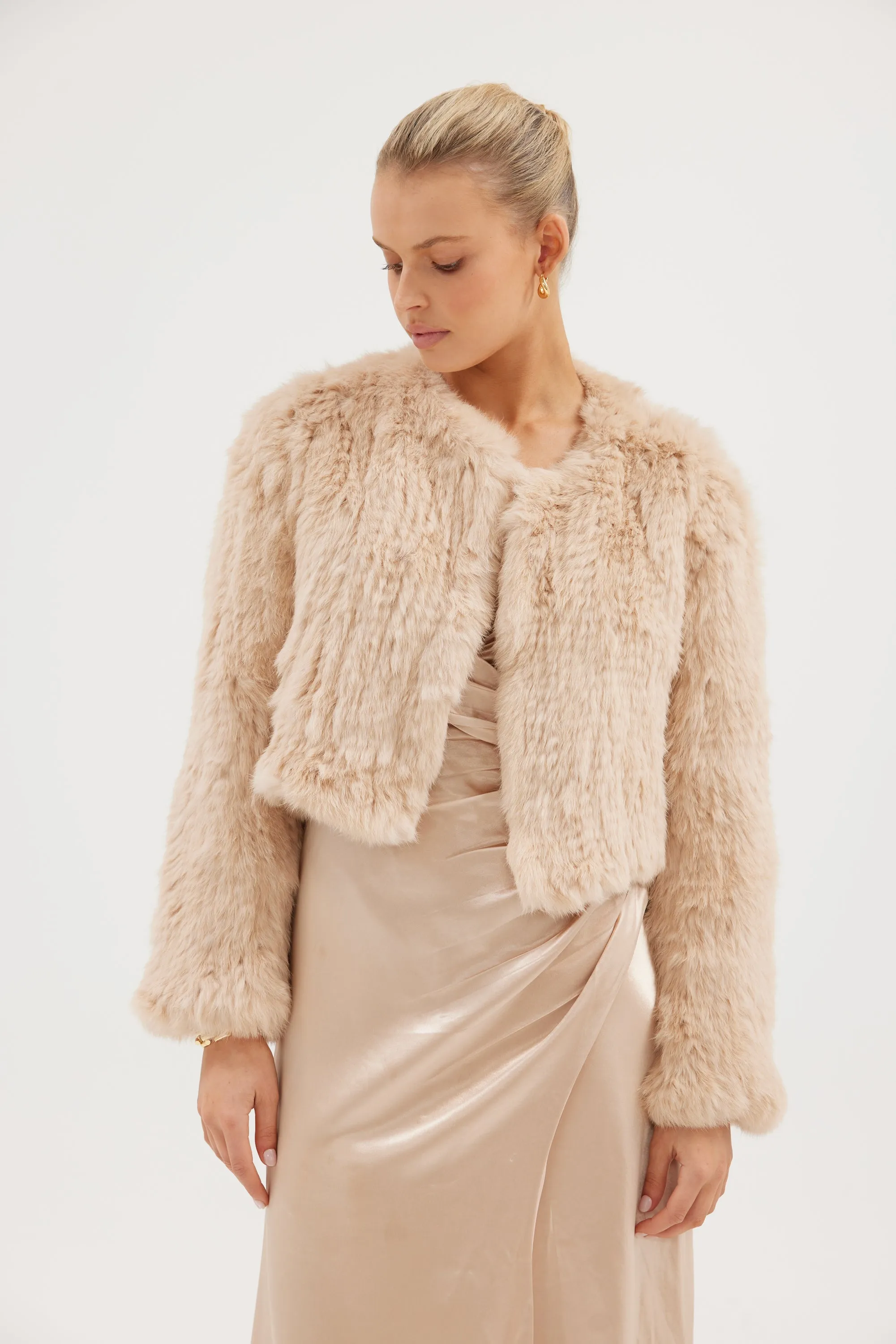 Lola Crop Bridal Jacket - Champagne