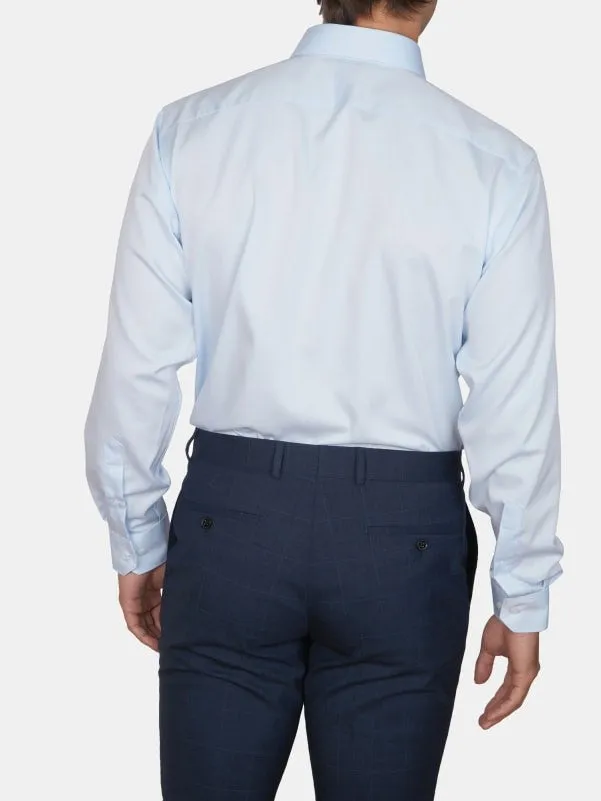 Long Sleeve Business Shirt - Non-Iron - Sky Blue | White