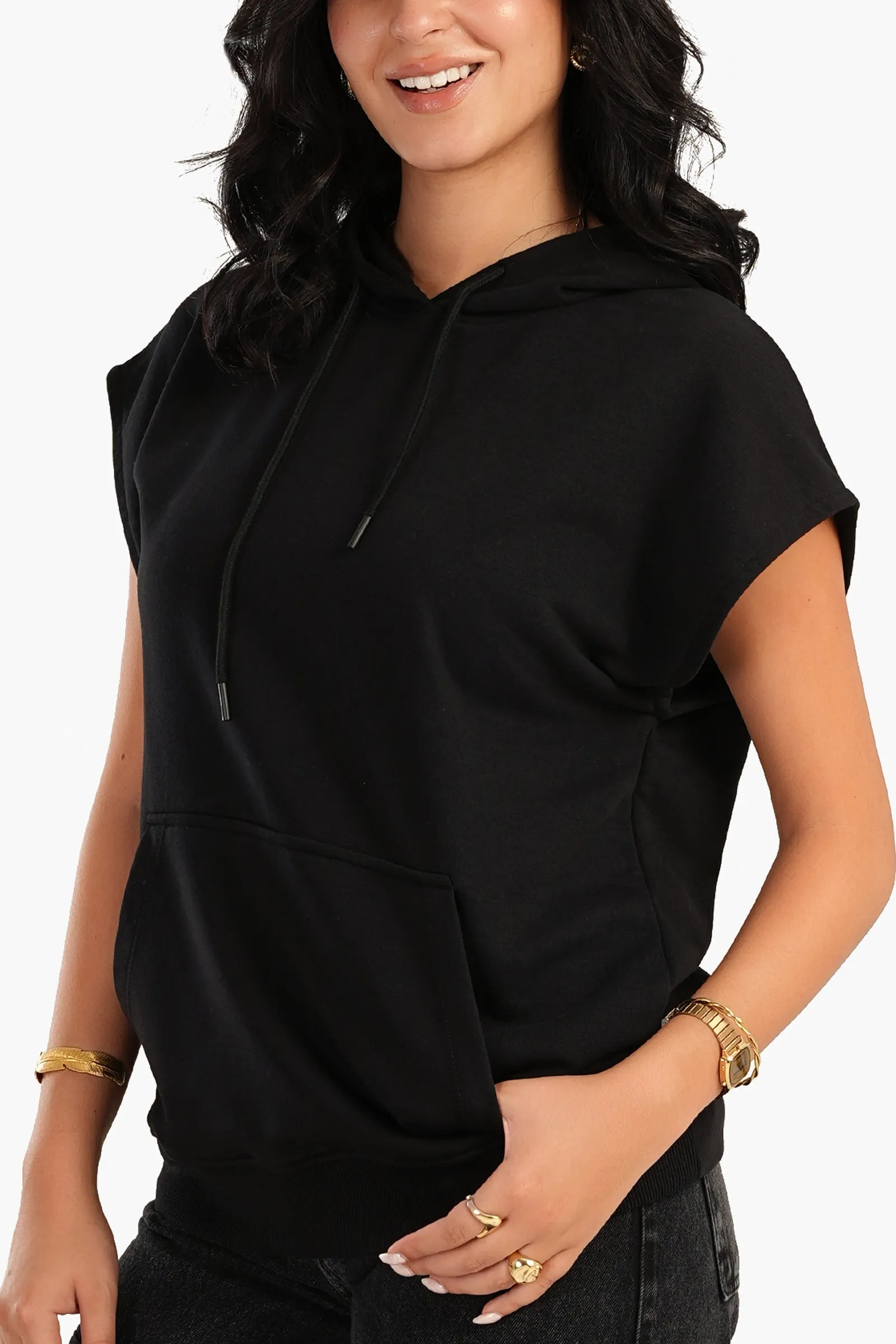 Lounge Hoodie with Cap Sleeves