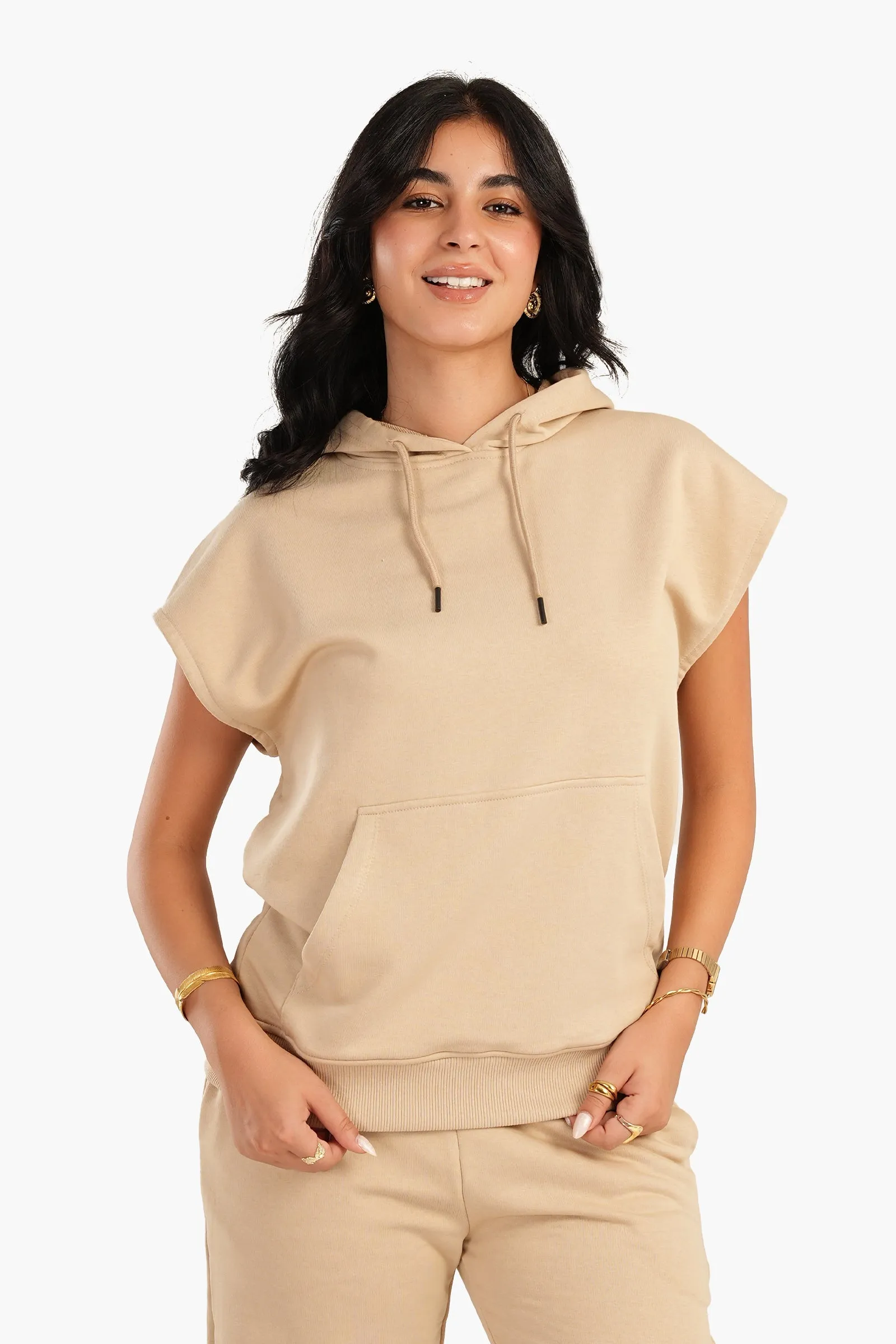 Lounge Hoodie with Cap Sleeves