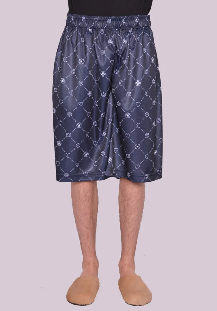 MARNI PJMU0059LU MARNIGRAM TRACKSUIT JERSEY SHORTS BLUE/BLACK