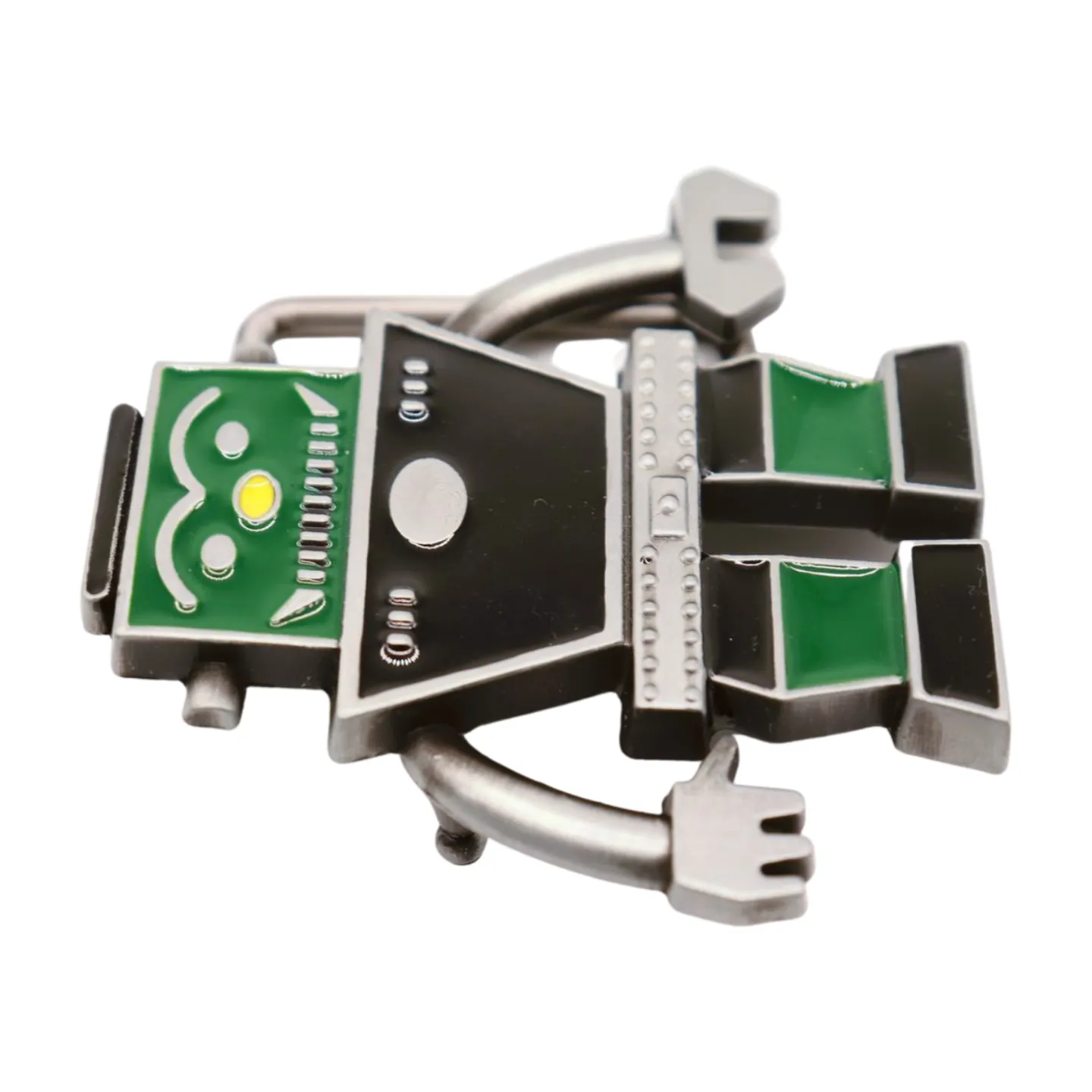 Men Silver Metal Fashion Belt Buckle Green Black Robot Animation