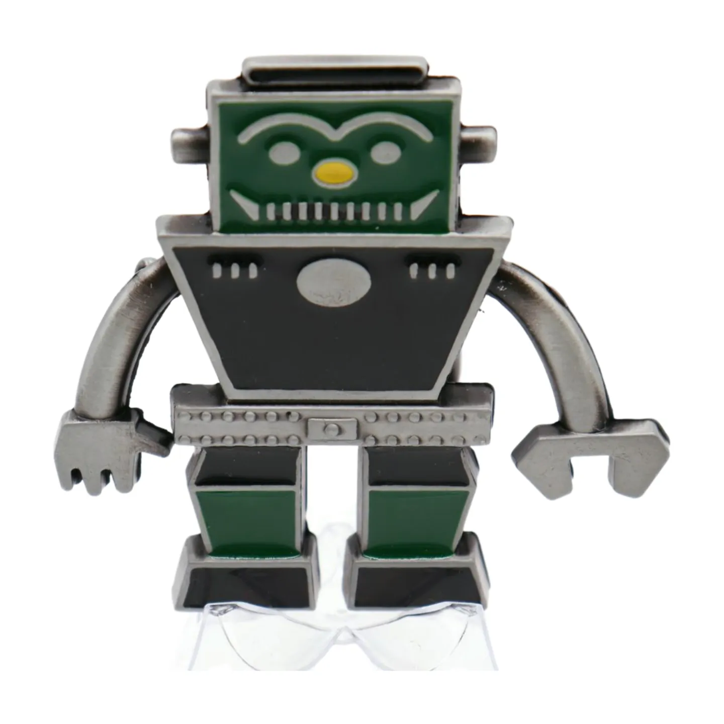 Men Silver Metal Fashion Belt Buckle Green Black Robot Animation