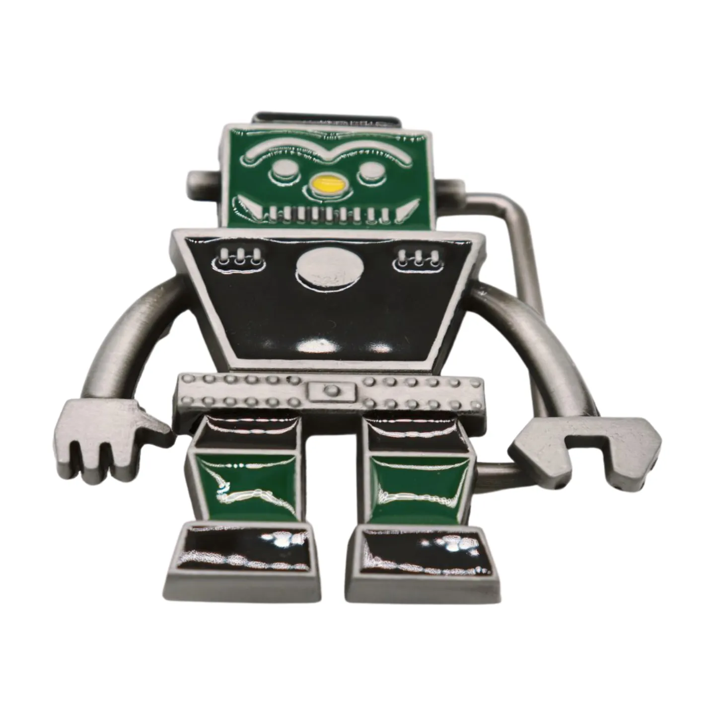 Men Silver Metal Fashion Belt Buckle Green Black Robot Animation