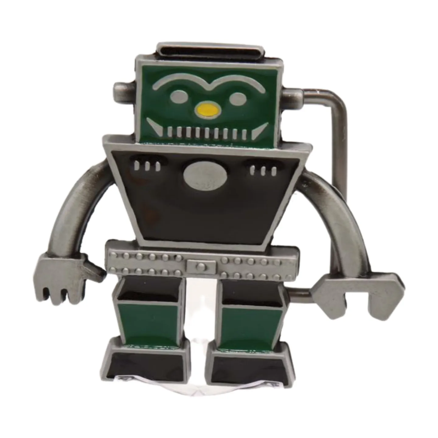 Men Silver Metal Fashion Belt Buckle Green Black Robot Animation