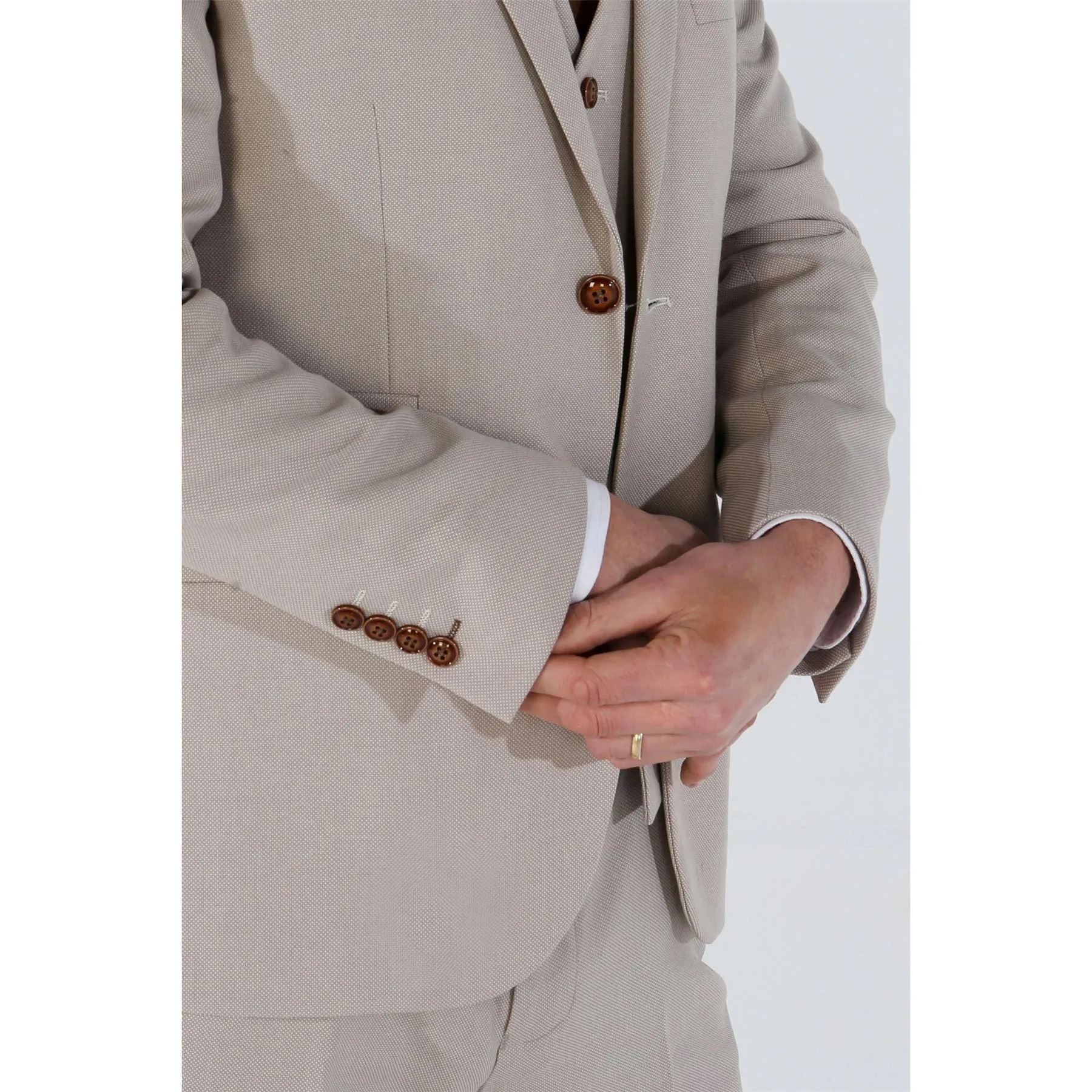 Men's Blazer Beige Birdseye Sport Coat Tailored Fit Summer Suit Jacket