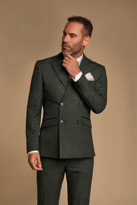 Men's Blazer Olive Green Double Breasted Tailored Fit Suit Jacket