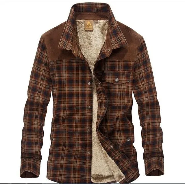 Men's Cotton Liner Casual Plaid Thick Shirt